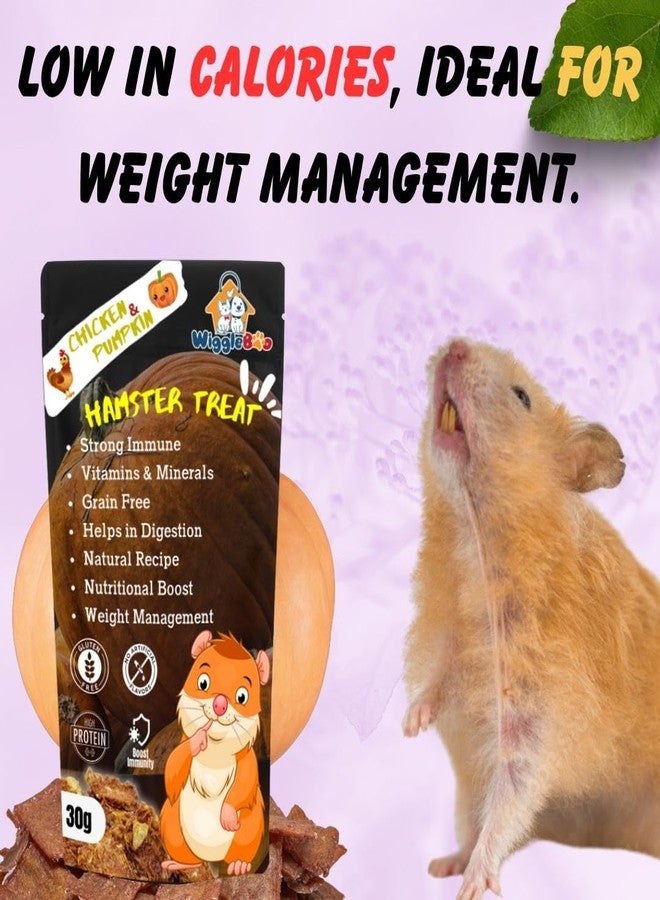 WiggleBoo Chicken & Pumpkin Hamster Treat | Protein Rich | Natural Detoxifier | for All Hamster Breed | Crunchy Food Snack (30g) - Image 5